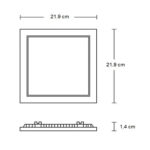 Plafon led emb. quad.18w 6500k 1.080 lm biv. 21,8cm pt Blum.