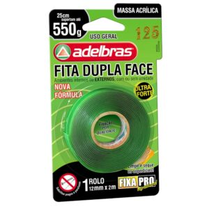 Fita dupla face acrilica fixa pro 12mmx02mts (blist) Adelbras