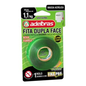 Fita dupla face acrilica fixa pro 24mmx02mts (blist) Adelbras