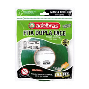 Fita dupla face acrilica fixa pro 12mmx20mts (solapa)Adelbras