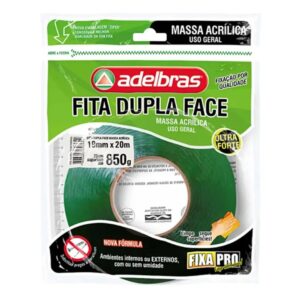 Fita dupla face acrilica fixa pro 19mmx20mts (solapa)Adelbras