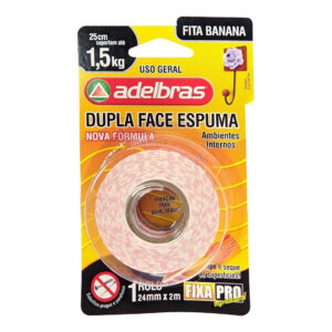 Fita dupla face espuma fixa pro 24mmx02mts (blist) (adelbras)