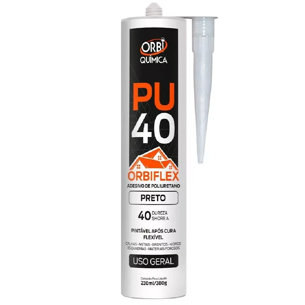 Adesivo de poliuretano preto 380gr pu40 (17786) Orbi