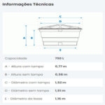 Caixa d agua politileno       750 l (fortlev)