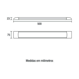 Luminária Slim Led 18W 1400 Lumens Biv. 6500K 500X75 Pt (81906001) (Blumenau)