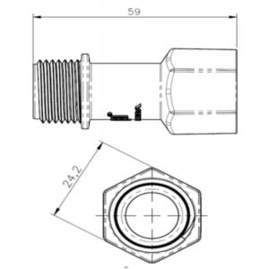 Prolongador 40mm 1/2 c/ adapt. 3/4 (2801) (Herc)