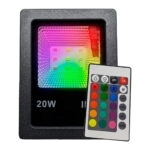 Refletor super led pt 20w rgb c/controle 1600lm Aaa Top