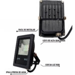 Refletor super led pt 20w rgb c/controle 1600lm Aaa Top