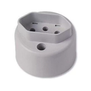 Tomada externa redonda 2p+t 10a 250v cinza (17500) (Ilumi)