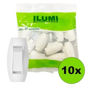 Inter. sobrepor meio cordão simples 6a 250v br 10pc Ilumi