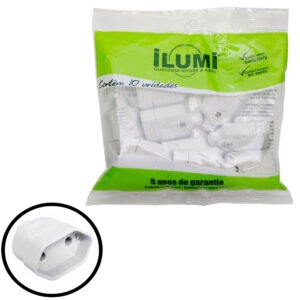 (Ilumi) Pino fêmea 2p 10a 250v branca (1444pct) pacote c/10pc