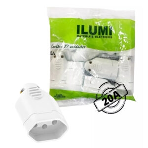 (Ilumi) Pino fêmea 2p+t 20a 250v branca (1442pct) pacote c/10p