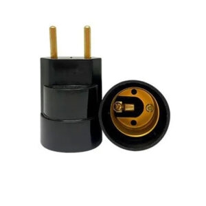 (Decorlux) soq. pvc e-27 c/adaptador preto plug 2p (mt2075)