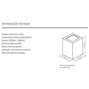 (Opl) arandela alum. cubo 1xg9 branco 100x100x100mm (3354)