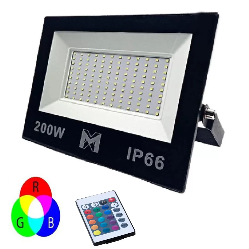 Reflletor super led pt 200w rgb c/controle 1500 lumens (MX-2019) (MX)