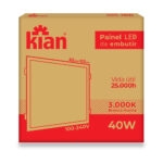 Plafon led emb. branco quad. 40w 3000k 3780lm biv. 62,0cm (15749) (Kian)