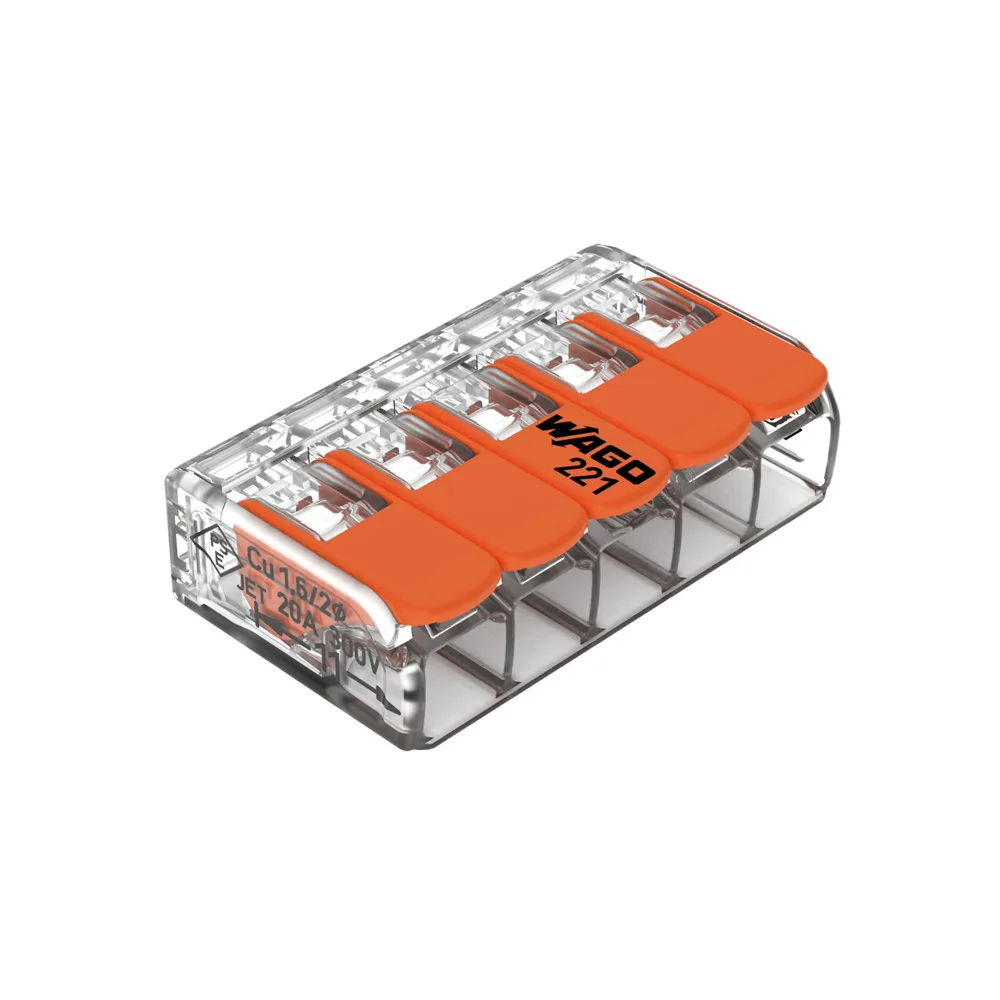 Wago-(221-0415)-emenda p/5 polos flex. 0,14-4,0mm (unitario)