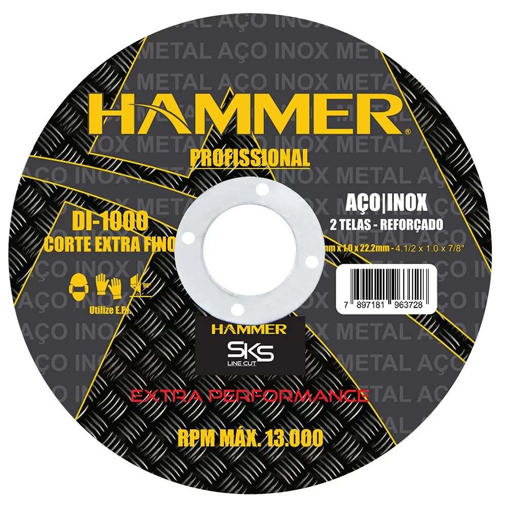 Disco Corte Fino Inox 4.1/2" x 1.0 (GYDI1000) (Hammer) Disco Corte Fino Inox 4.1/2" x 1.0 (GYDI1000) (Hammer)