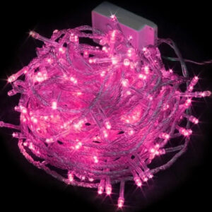 (Natal)Pisca 8f fio transp. 100 leds rosa 10mt 220v (85078)