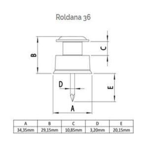 Roldana pvc 36×36 c/prego c/200p cz (Ribeiro Fábril)