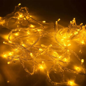 (Natal)Pisca 8f fio transp. 100 leds amarelo 10mt 220v (85076)