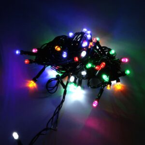 (Natal)Cordão fio verde 100 leds color. fixa tom.m/f 10mt 220v