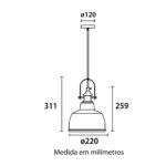 Pendente Vintage Soho 1xE-27 Ambar C/ Preto 2225MM (88011202) (Blumenau)