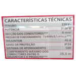 Ducha Top Jet Eletrônica Turbo 7500W 220V (7541516) (Lorenzetti)