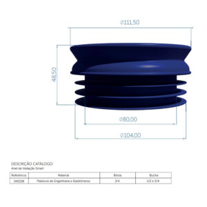 Anel vedação smart p/ vaso sanitário (340108) (Blukit)