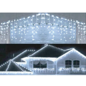 Cascata uso externo 200 leds Branco Frio Fio Transp. Bivolt
