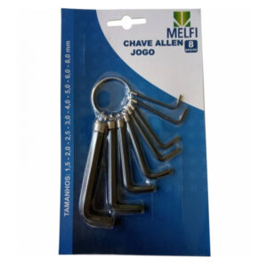 Jogo chave allen c/ 8pcs (1,5-2,0-2,5-3,0-4,0-5,0-6,0-8,0) (10840) (Melfi)
