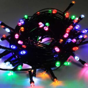 Cordão uso ext. ip44 fio 1,8mm verde 100 leds colorida fixa tom. m/f 10mt 220v (89187) (Natal) Novo