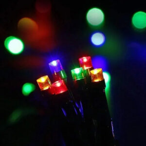Cordão uso ext. ip44 fio 1,8mm verde 100 leds colorida fixa tom. m/f 10mt 220v (89187) (Natal) Novo