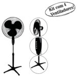 4 Ventiladores coluna 40cm preto 127v/50w turbo 3p Mundial
