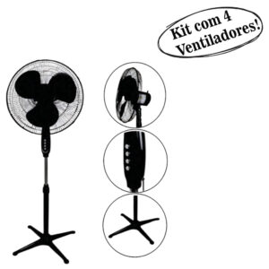 4 Ventiladores coluna 40cm preto 127v/50w turbo 3p Mundial