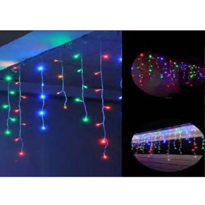 Cascata 100 leds 8f. colorido tom. m/f 3,00mt 220v (81905) (Natal)