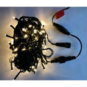 (Natal)Cordão ext. ip44 fio verde 100 leds br. quente fixa 10m