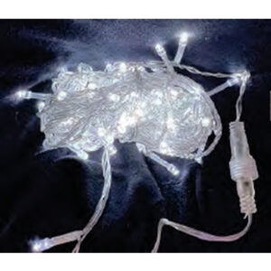 (Natal)Cordão fio tranp. 100 leds br. frio fixa tom m/f 10mt
