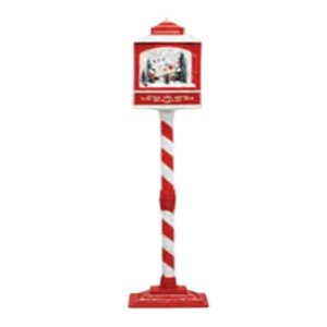 Poste natalino verm. e branco papai noel e boneco de neve na gangorra 1,24mt bivolt (22906) (Natal) Novo
