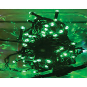 Cordão uso ext. ip44 fio 1,8mm verde 100 leds verde fixa tom. m/f 10mt 220v (89185) (Natal) Novo