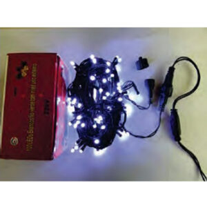 Cordão uso ext. ip44 fio 1,8mm verde 100 leds br. frio fixa tom. m/f 10mt 220v (89089) (Natal) Novo