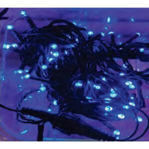 Cordão uso ext. ip44 fio 1,8mm verde 100 leds azul fixa tom. m/f 10mt 220v (89186) (Natal) Novo