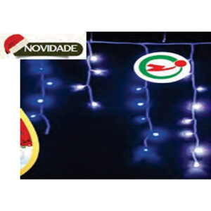 Cascata uso ext. ip44 400 leds fixa azul fio br. tom. m/f 10mt biv. (34001) (Natal)