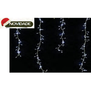 Cascata fio de fada pvc (300 leds b.frio fixo e 180 leds b. frio função cachoeira) Uso ext. 3mt (21673) (Natal) Novo