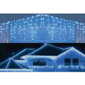 Cascata 200 leds fixa azul tom. m/f 5,00mt 220v (81809) (Natal) Novo