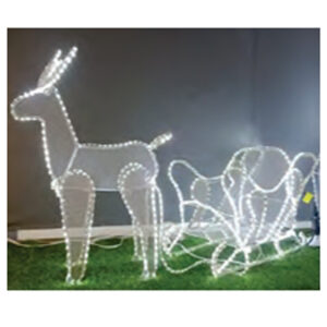 Armação Rena 49x58cm c/ treno 54x31cm c/1680 leds br. frio ip44 uso externo bivolt (35022) (Natal) Novo