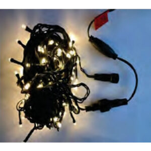 (Natal)cordão fio verde 100 leds br. quente fixa tom. m/f 10mt