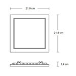 Plafon led emb. quad.18w 4100k 1.080 lm biv. 21,6cm pt