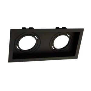 Lâmpada emb. quad. abs preto recua. duplo slim dicroica mr16 / 100X100X180MM / 2XGU10 (3.650.8597) (Pix)