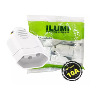 (Ilumi) pino femea 2p+t 10a 250v branca (1433pct) pacote c/10p